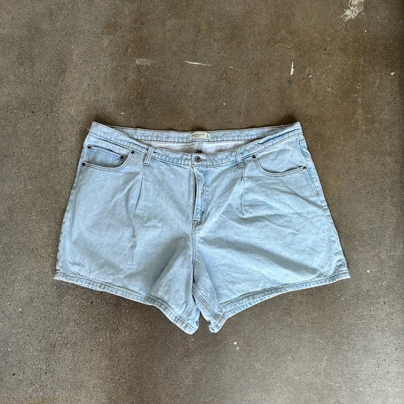 Abercrombie & Fitch The Loose Short High Rise Pleated Light Wash Size 36|22 Flaw - Picture 5 of 8